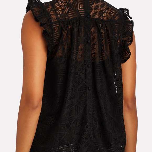 Ruffled sleeve sheer lace top with silky camisole from FRAME - Picture 2 of 16